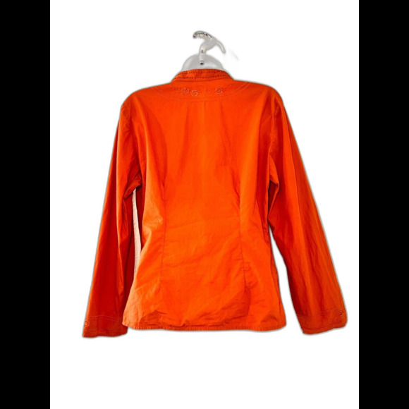 Emma James Womens Blouse Top Orange Beaded Floral Embroidered Size 12P Cotton - Picture 8 of 9
